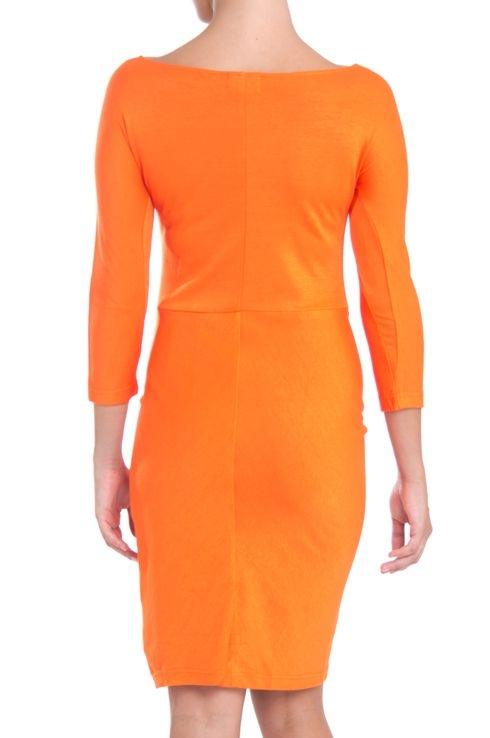 vestido naranja fruncido espalda